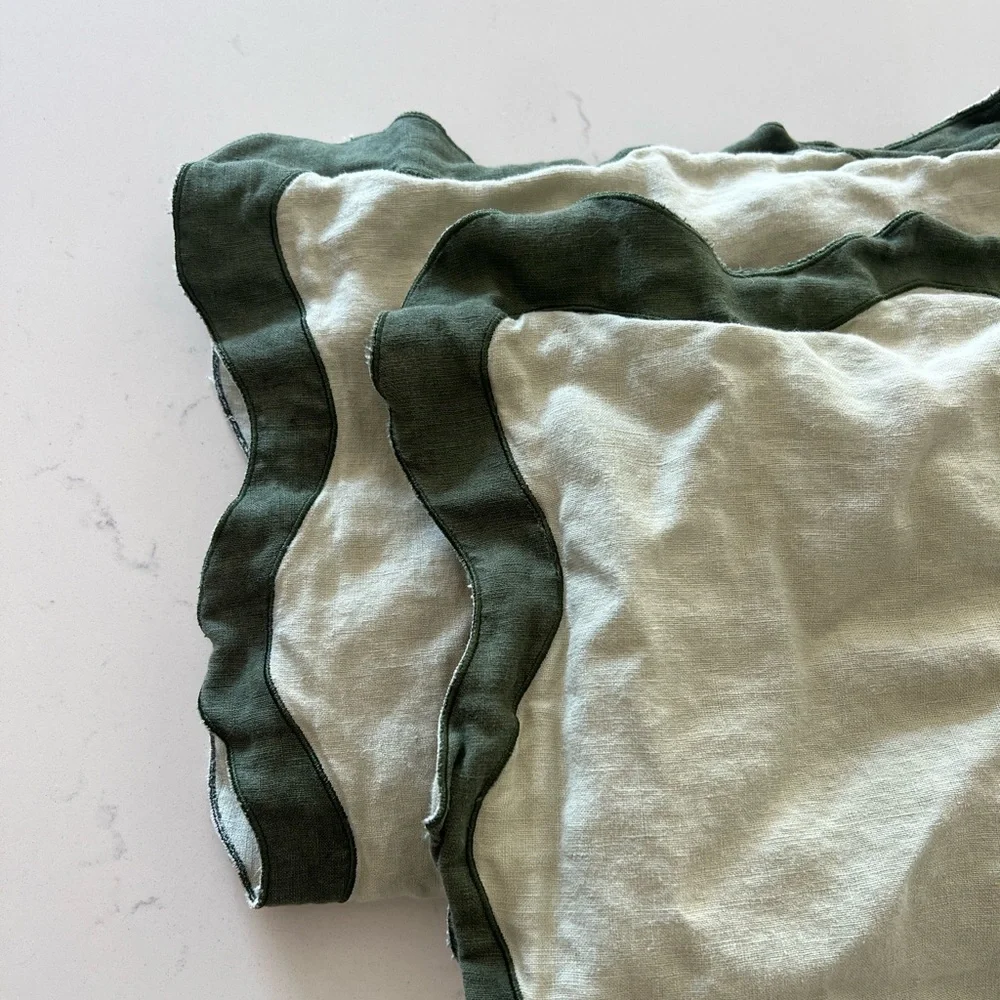 Bed Threads Linen Scalloped Edge Pillow - Sage Green